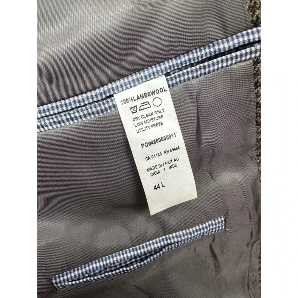 Lauren Ralph Lauren Mens 44L‎ 100% Lambswool Blazer Brown Houndstooth Sport Coat